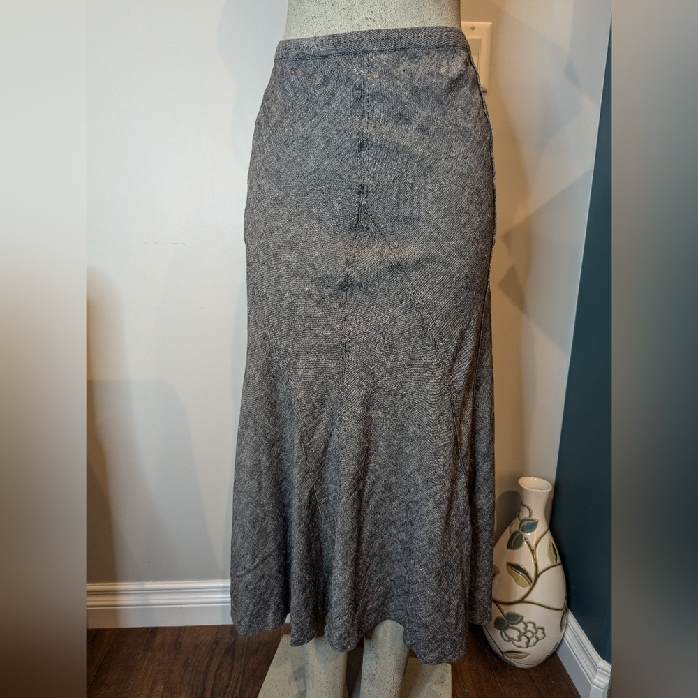 Vintage Y2K Dalia 90s Linen Rayon Maxi mermaid hem Skirt Charcoal Size 14